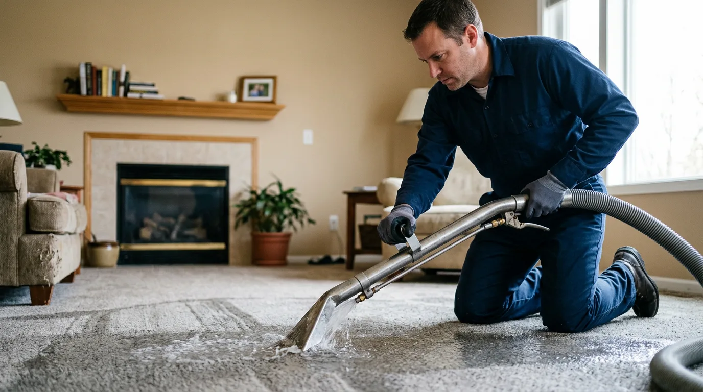 Water damage restoration technician working near Hinckley, MN